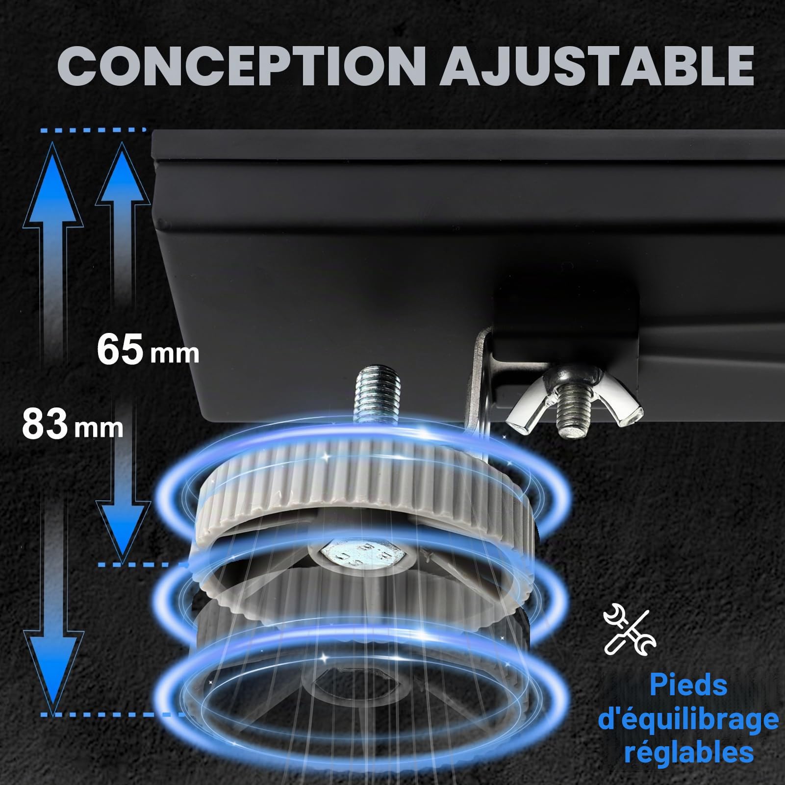 24in Caniveau Douche Italienne, 2 en 1 Caniveau Douche, drain de plancher de douche en acier inoxydable 304, avec grille, pieds de nivellement amovibles, filtre à cheveux (Noir mat)