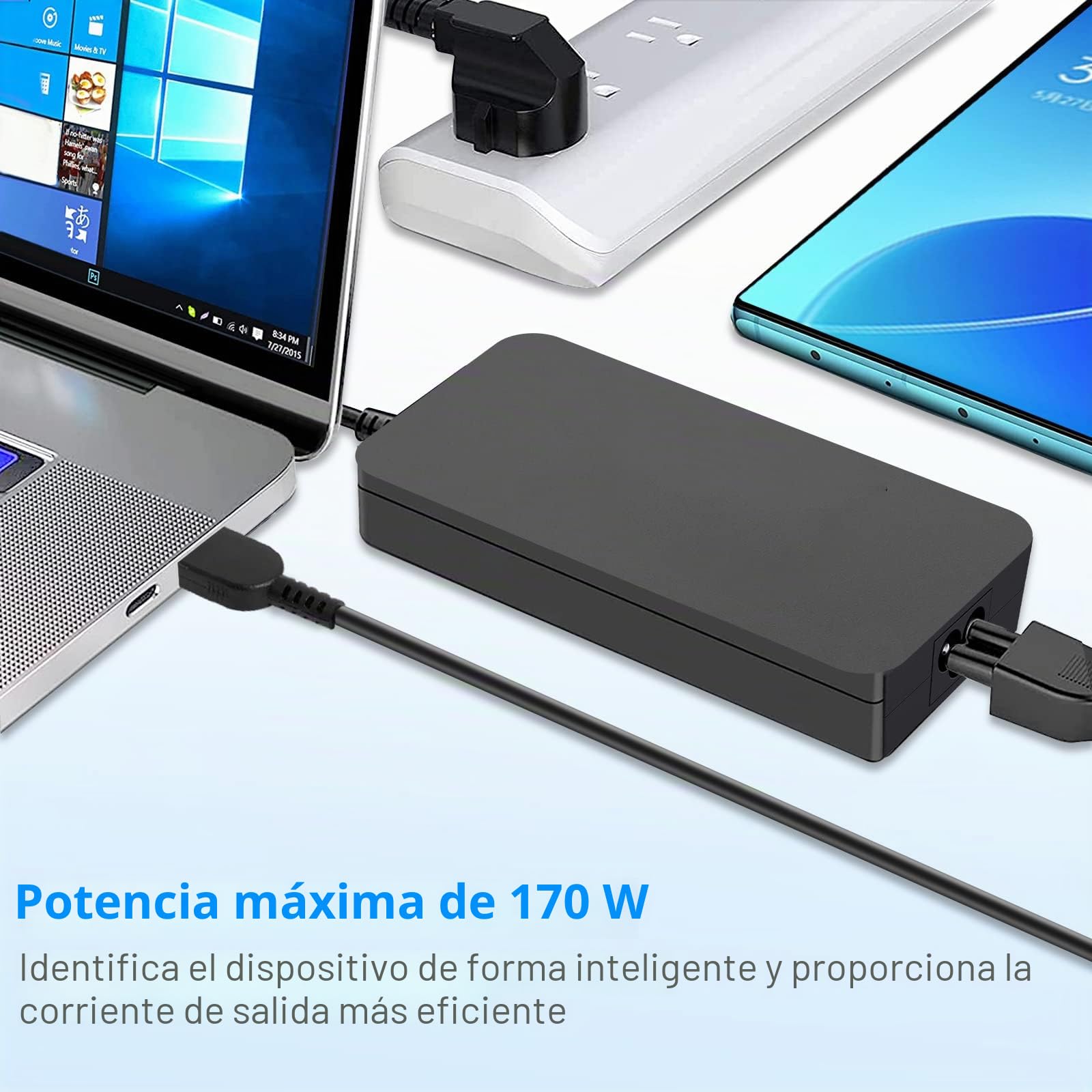 170W Cargador Portatil ADL170NLC3A Compatible con Lenovo Thinkpad P50 P70 | para Lenovo W540 W541 W550s E440, Legion 14 15 17 Y530 Y540 Y700 Y720 Y730 R720 Y7000 Y7000P Y900 Y910 Y920 Adaptador