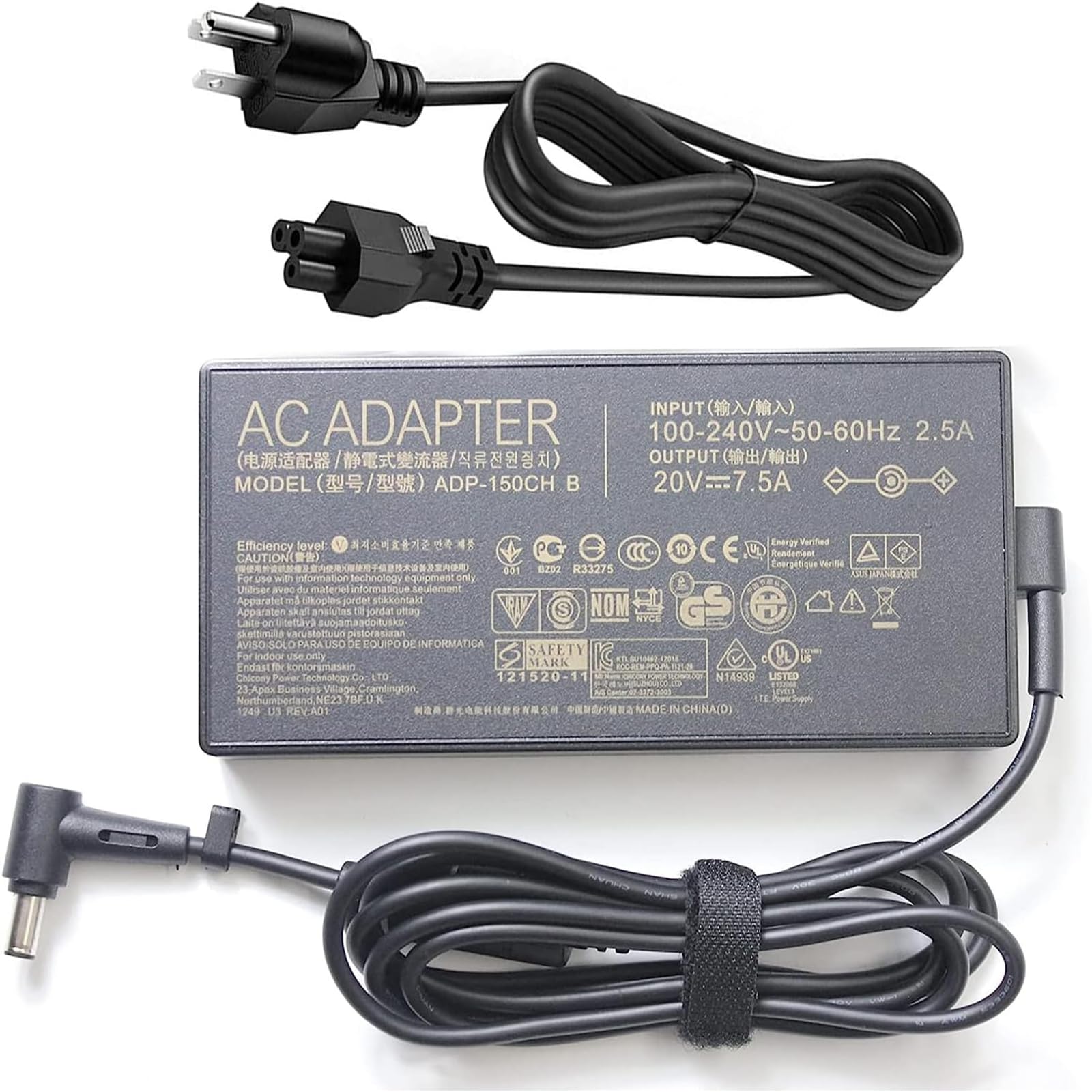 New 20V 7.5A 150W 6.0x3.7mm AC Adapter Fit for Asus : Asus A18-150P1A 150w TUF Gaming FA506 A17 FA706 FX505GT FX705GT TUF Gaming fx705gm ROG Strix Scar III G531GDLaptop Power Supply Charger
