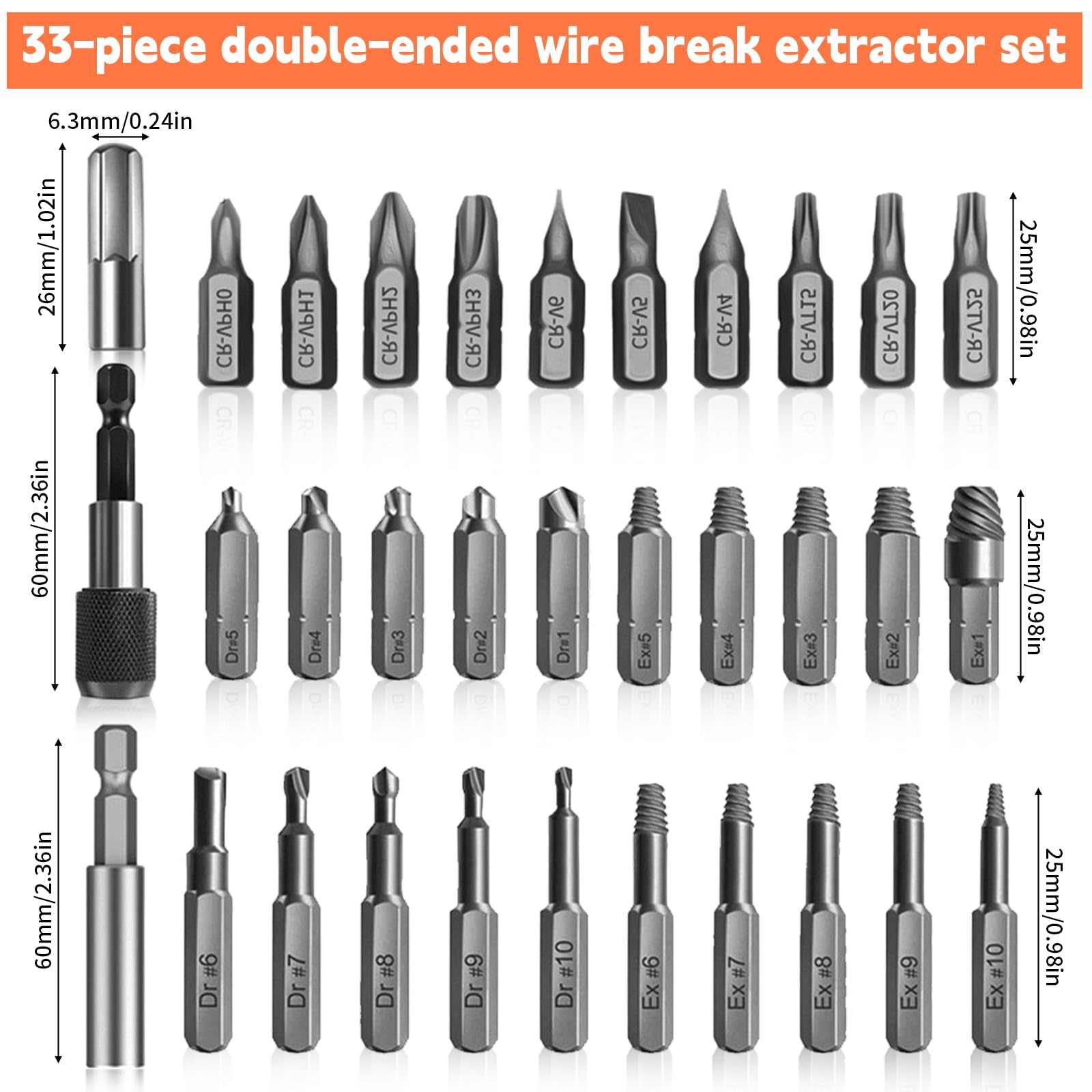 33 PCS Easy Out Bolt Extractor Set - Image 2