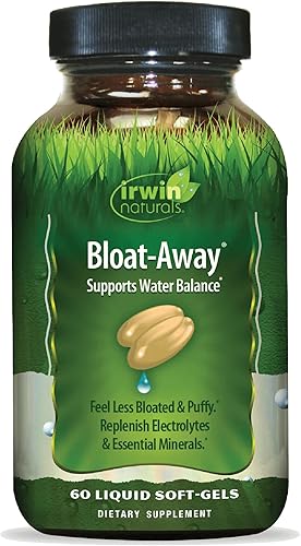 Irwin Naturals Bloat-Away - 60 cápsulas blandas líquidas - Apoyo al equilibrio hídrico - Reponer electrolitos y minerales esenciales