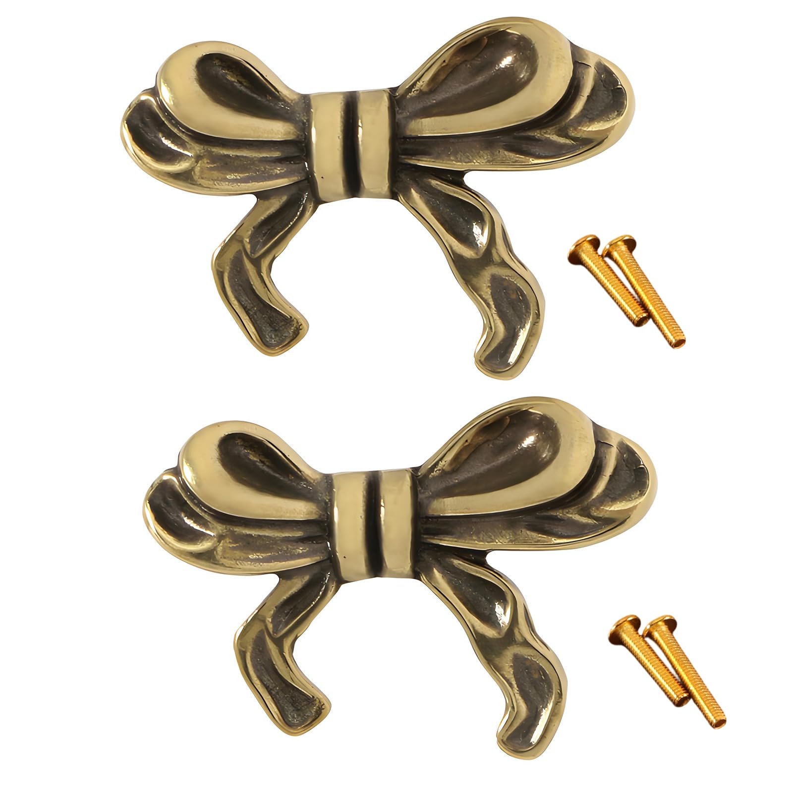 Classical Brass Bowknot Cabinet Knobs Dresser Handles Retros Bows Knob Pull Handle for Drawer and Cabinet Decorative Pulls Bows Knob Pull Handle