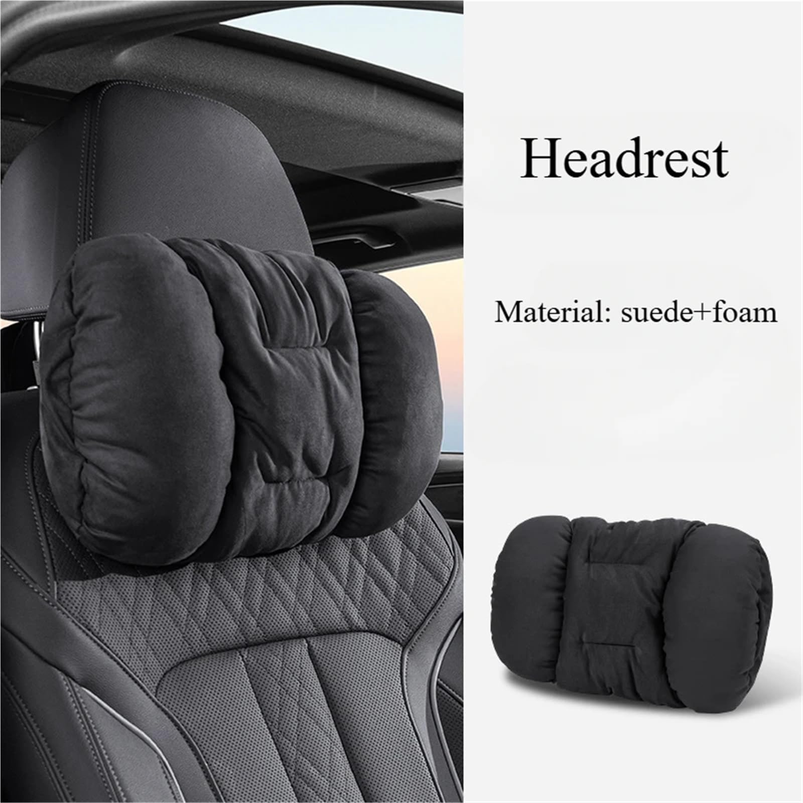 Cale-têtes pour sièges Auto Appuie-tête de Voiture en Daim Confortable, Coussin de Protection cervicale et Lombaire Doux pour véhicule Tête de Voiture(Orange A)