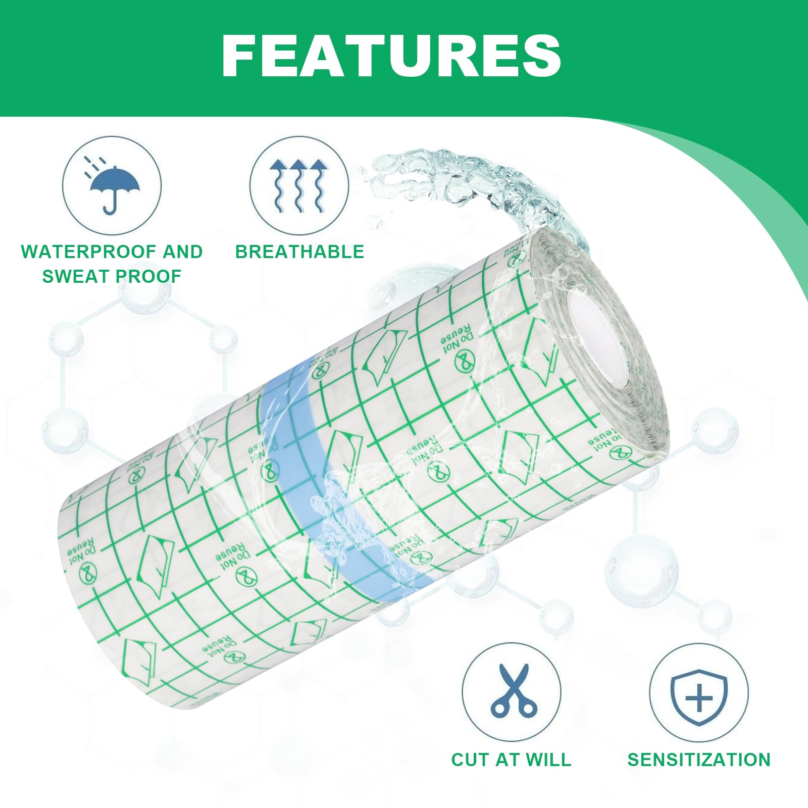Rayyl Vendaje para Tatuajes 15cm x 2m, Vendaje Transparente Impermeable Second Skin Protection para Tatuajes Apositos Adhesivos Impermeables para Deportes NatacióN Ducha
