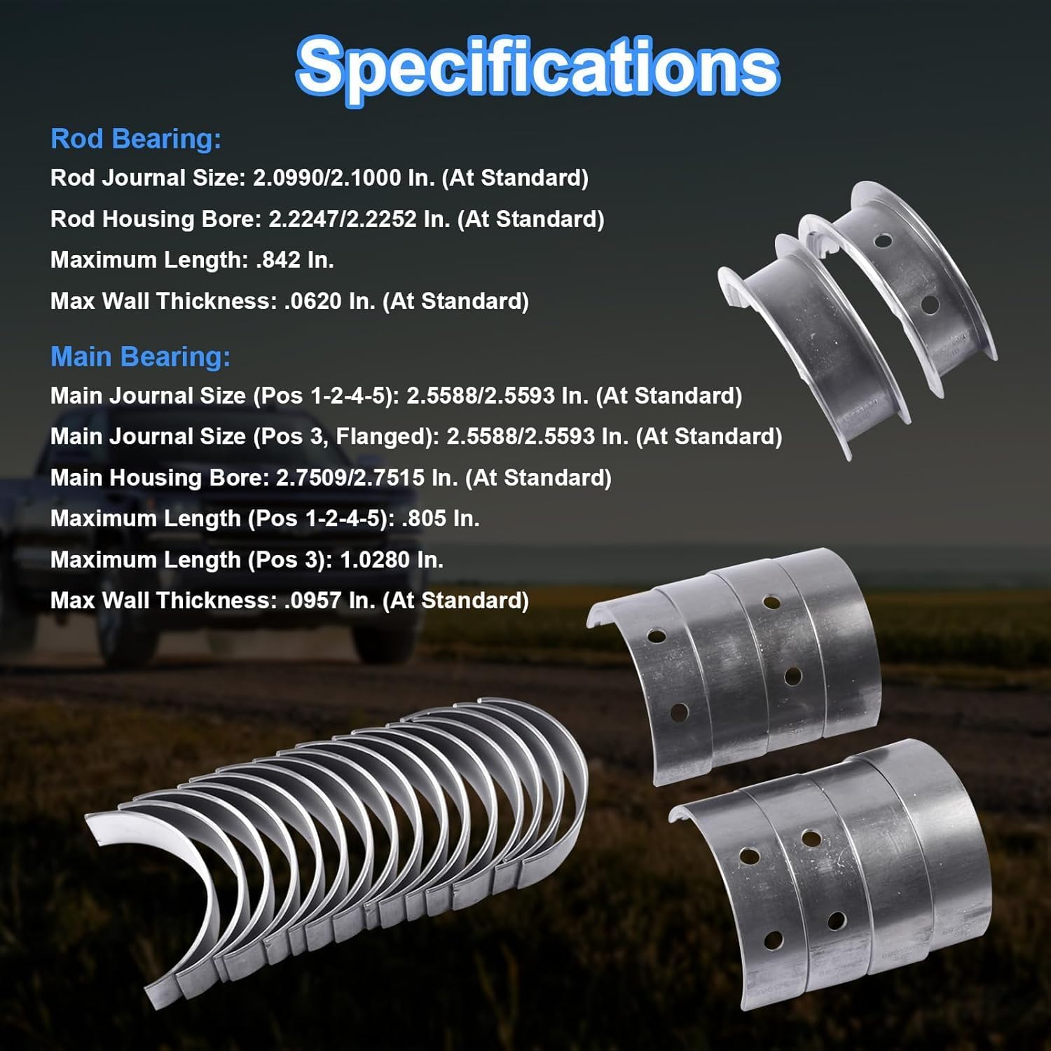 ENGINETECH Rod & Main Bearing Set Chevrolet GMC Gen3 Gen4 LS Engines 4.8L 5.3L 5.7L 6.0L 6.2L (010 Oversize)