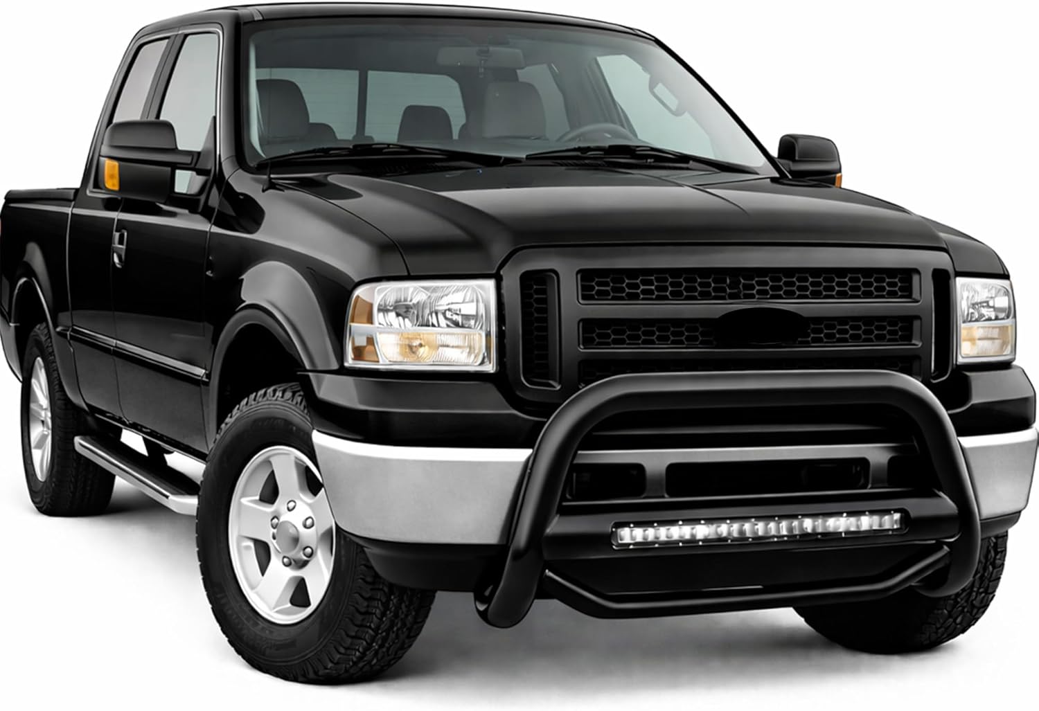 Black Horse MAX Beacon Bull Bar No Skid Plate Black Compatible with 99-04 Ford F-150|99-07 Ford F-250 Super Duty|97-02 Ford Expedition|99-02 Ford Expedition-MAB-FOEPB