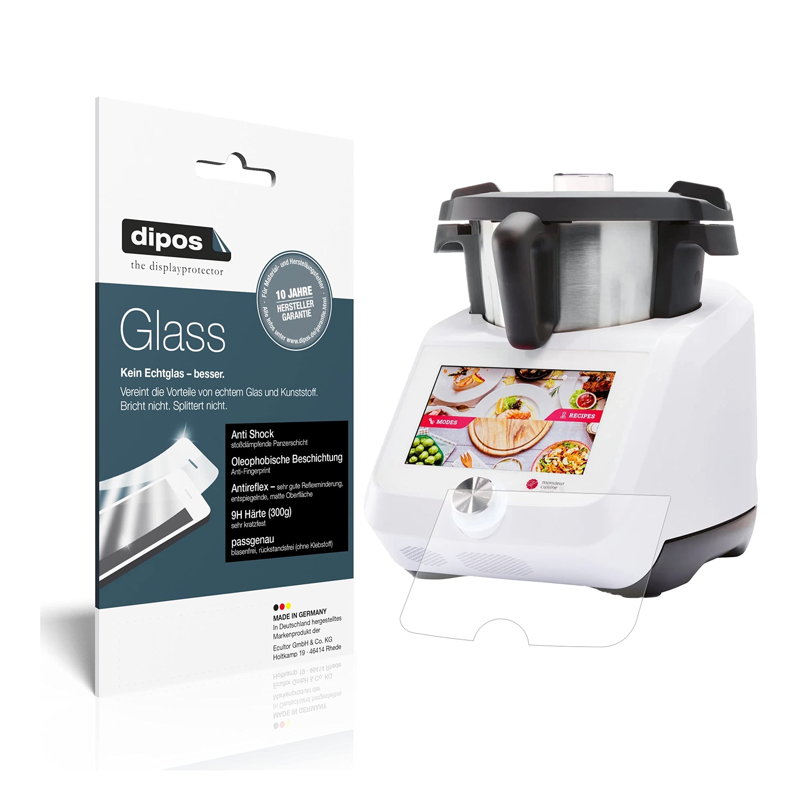 Dipos Pellicola Protettiva Opaca Per Monsieur Cuisine Connect (2 Pezzi) - Vetro Flessibile 9H Antigraffio, Antiriflesso - Made In Germany
