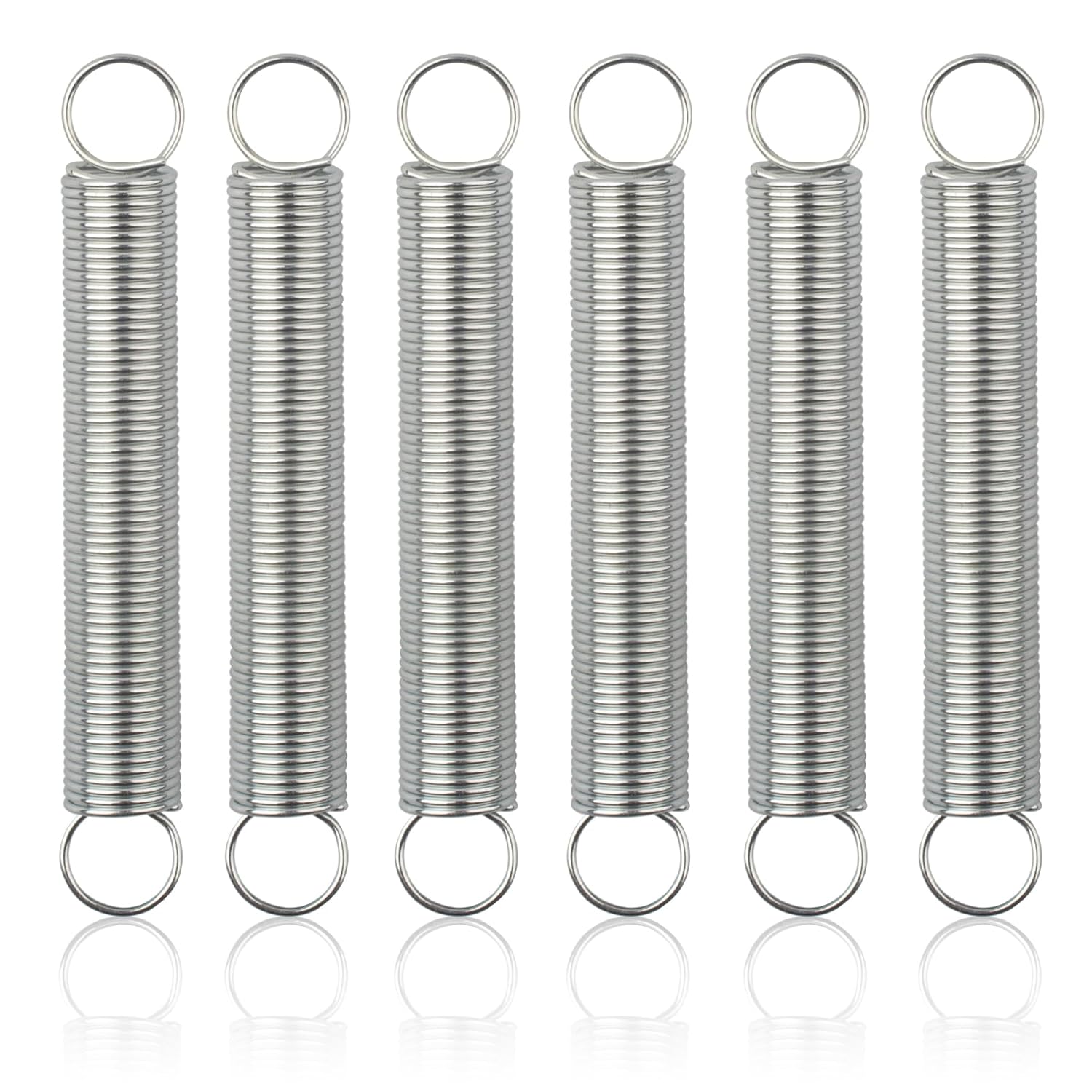6 Pack 9669 Extension Springs, 4-Inch Length, 9/16-Inch Outside Diameter | Single Loop Opening, Tempered Wire Construction