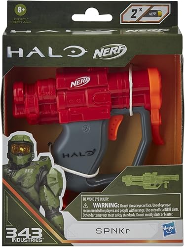 Miniatura 3 de Nerf MicroShots Halo SPNKr - Mini lanzador de dardos y 2 dardos - Blaster coleccionable para fanáticos de los videojuegos Halo, batalladores