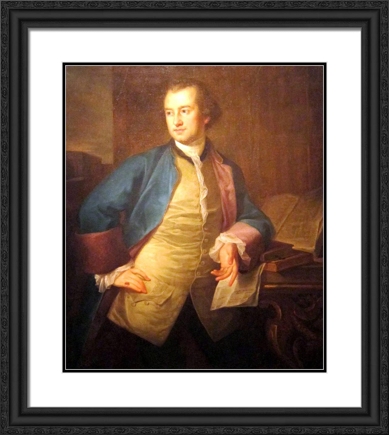 ArtDirect Kauffman, Angelica 20x22 Black Ornate Framed Art Print with Double Matting Titled: A Portrait of John Morgan