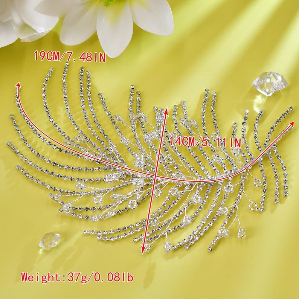 Wedding Headband Crystal Bridal Headpiece Rhinestone Hair Accessories for Women Bride and Bridesmaids (188 Silver) - Image 6