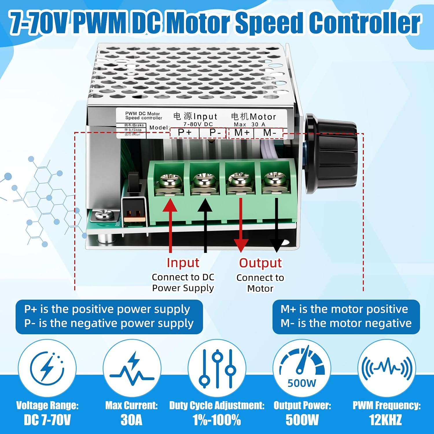 Copkim 9 Pack 12v 16rpm Dc Worm Gear Motor with Bracket and 8mm Flange Coupling Connector and 7-70v Pwm Dc Motor Speed Controller 30a and 8mm to 8mm Bore Rigid Coupling Set for DIY Automation Conveyor
