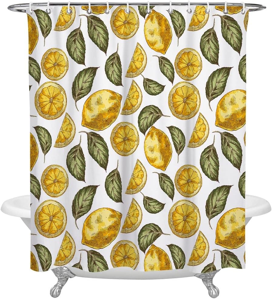 Lemon Graffiti Texture Shower Curtain Home Bath Decorative Polyester Fabric Bathroom(122X183CM)