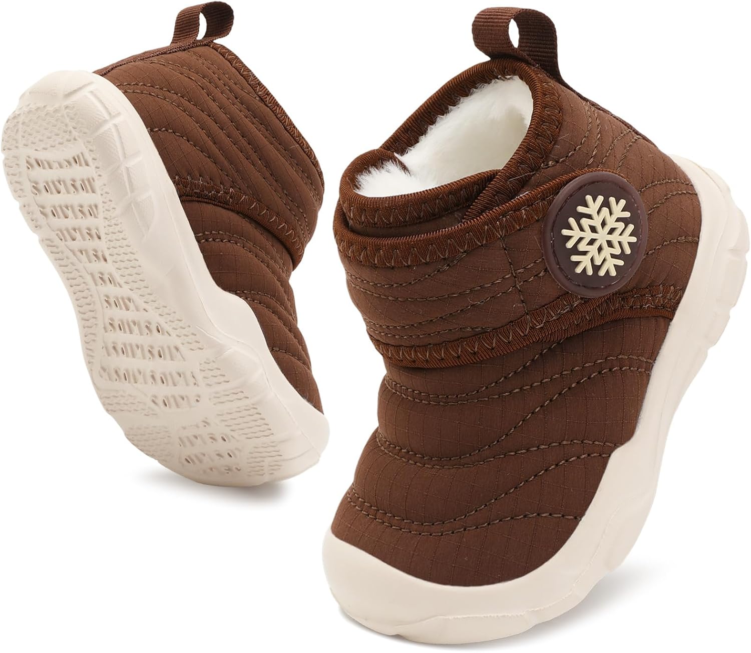 BARERUN Barefoot Baby Boys Girls Boots Warm Winter House Shoes for Toddler Girls Boys Waterproof Fleece Kids Snow Boots Faux Fur Infant Booties Walking Shoes for Indoor Outdoor