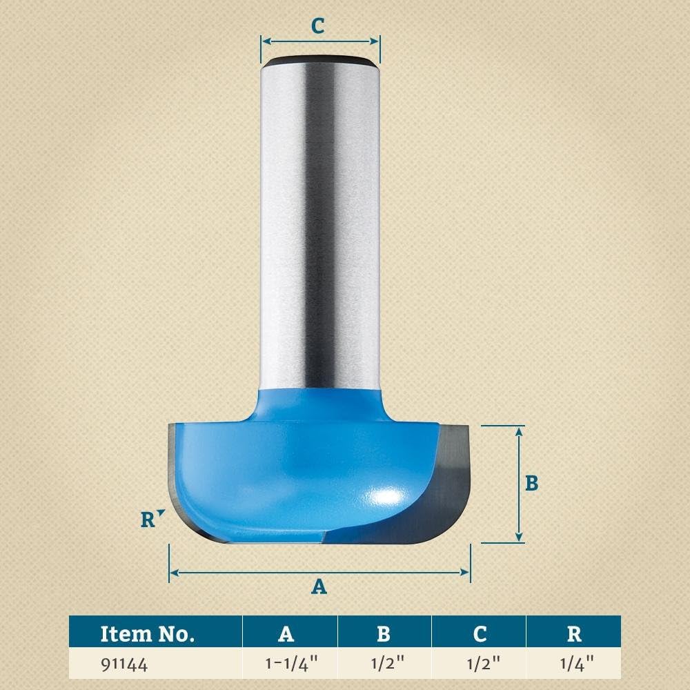 Rockler Dish Carving Router Bit, 1-1/4" D, 1/2" Shank