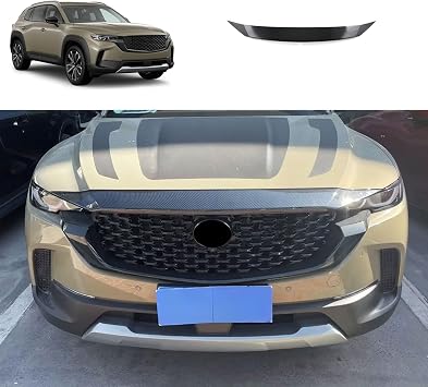 Front Grille Trim Compatible With Mazda CX50 CX-50 2023 2024 2025 2026 Front Bumper Grille Strip Frame Trim Exterior Car Accessories ABS 1PCSCarbon Fiber Style