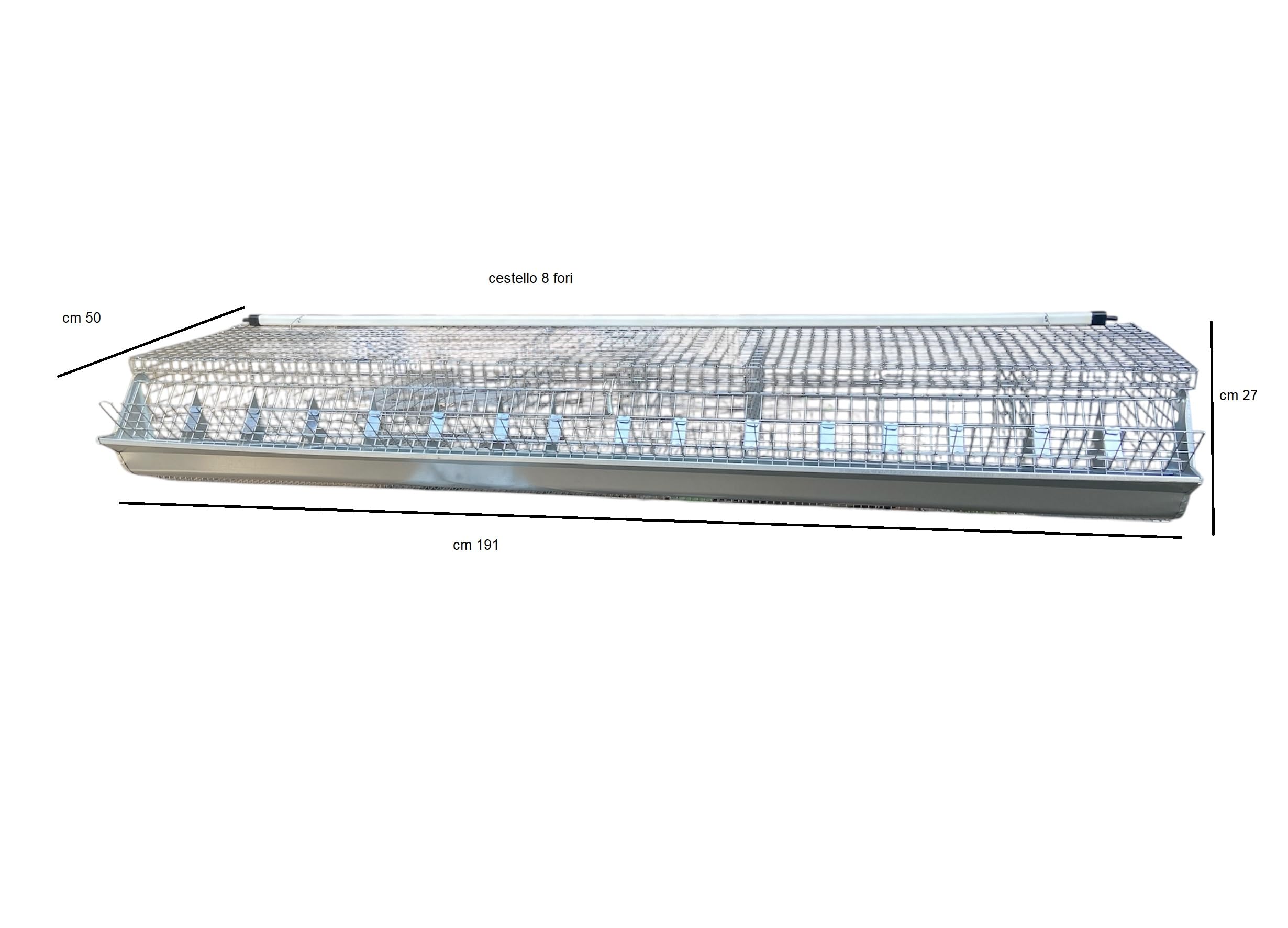 Gabbia per conigli ingrasso sei fori cm 183x40x30h