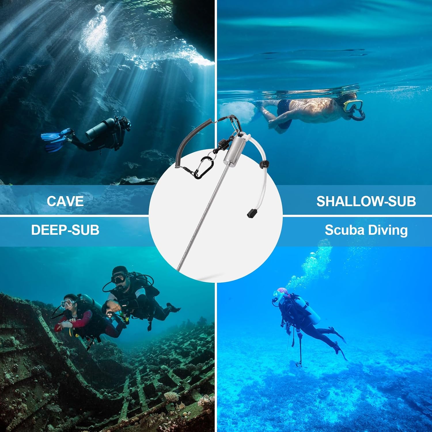 Scuba Diving Stick with Rattle - Magnetic Clip & Scale Anti-Current Lobster Tickle Stick | Stainless steel tip, For scuba diving and snorkeling, Makes attention noise, Reef Exploration for Divers.Lightweight