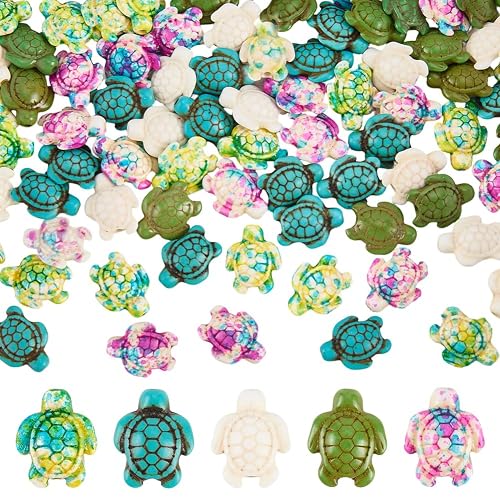 SUNNYCLUE 1 Box 120pcs 5 Colors Turtle Beads Bulk Sea