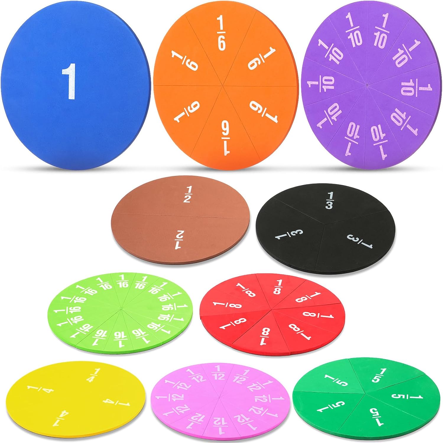 Sayglossy 2 Set Jumbo Magnetic Fraction Tiles Set for Rainbow Teacher Math Manipulatives for Learning Large Education Visuals Fraction Games Supplies 16 Inch Square