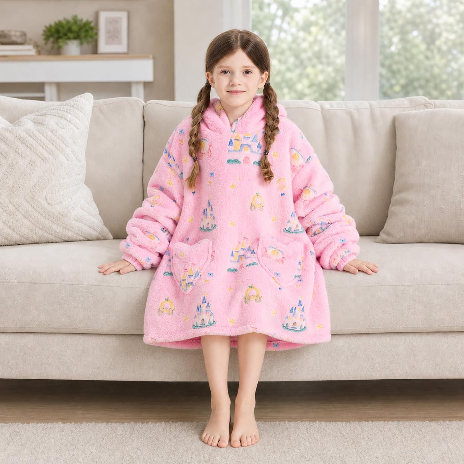 Wearable Blanket Hoodie for Women Men Kids,Oversized Hoodie with Pockets