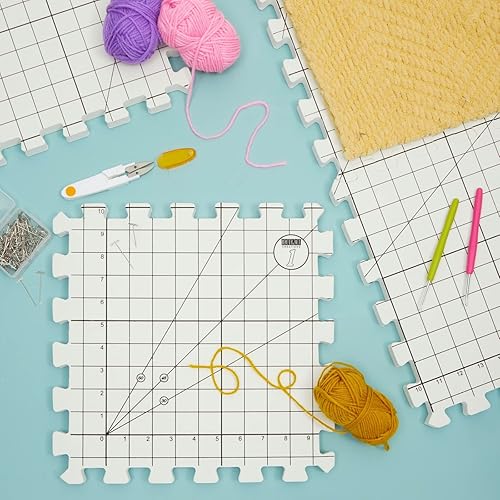 Miniatura 2 de Bright Creations Alfombrillas de bloqueo para proyectos de punto y ganchillo, 9 alfombrillas de espuma entrelazadas, 12.5 x 12.5 x 0.7 pulgadas,