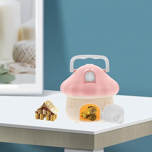Miniatura 5 de Hucha con forma de hongo para niños, ahorro de dinero real, alcancía de plástico de dibujos animados, monedas, setas, monedas, caja de ahorros para