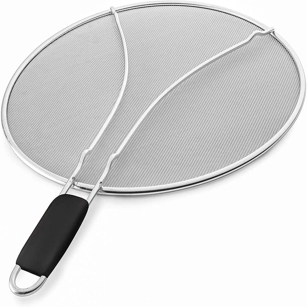 Grease Splatter Screen for Frying Pan, Grease Guard Shield and Catcher, Stops 99% of Hot Oil, Protects Skin from Burns, Iron Skillet Lid Keeps Kitchen, 33 cm