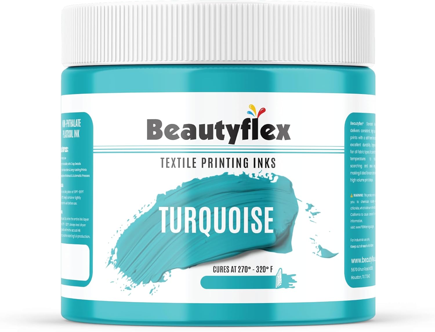 BEAUTYFLEX® Screen Printing Ink BLACK Plastisol Ink for screen printing - Fast Curing Painting for Cotton, Polyester and Other Fabrics, Fabric Paint for screen printing kit (16 fl oz, BLACK INK)