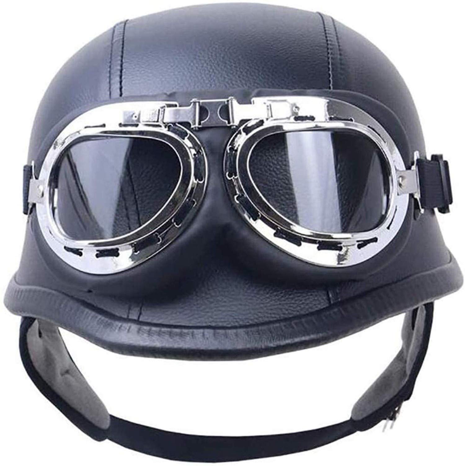 Half Face Motorcycle Helmet, Retro Motorcycle Helmet With Aviator Glasses, Half Shell Helmet With ECE Certification, German Style Motorcycle Helmet For Chopper Cruiser A,L Automotive