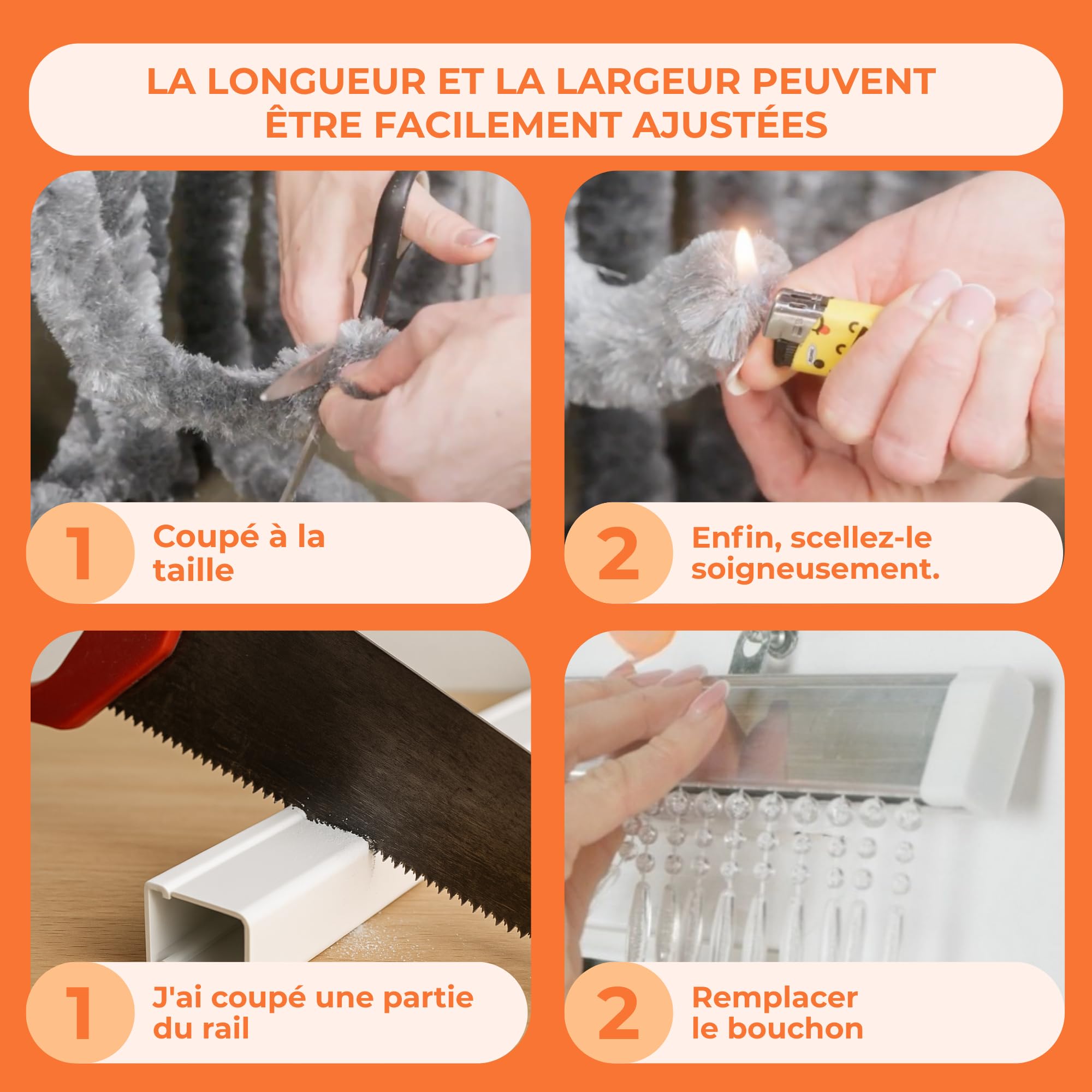 Trente Rideau à perles de différentes tailles et couleurs pour porte de balcon, moustiquaire à perles anti-insectes, transparent, 100 x 230 cm