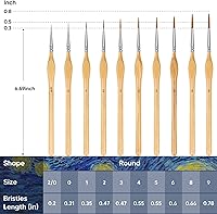 Vista 3 de Pinceles de pintura en miniatura, juego de 10 pinceles de pintura de detalles finos, pinceles pequeños para arte, manualidades, acrílico, acuarela