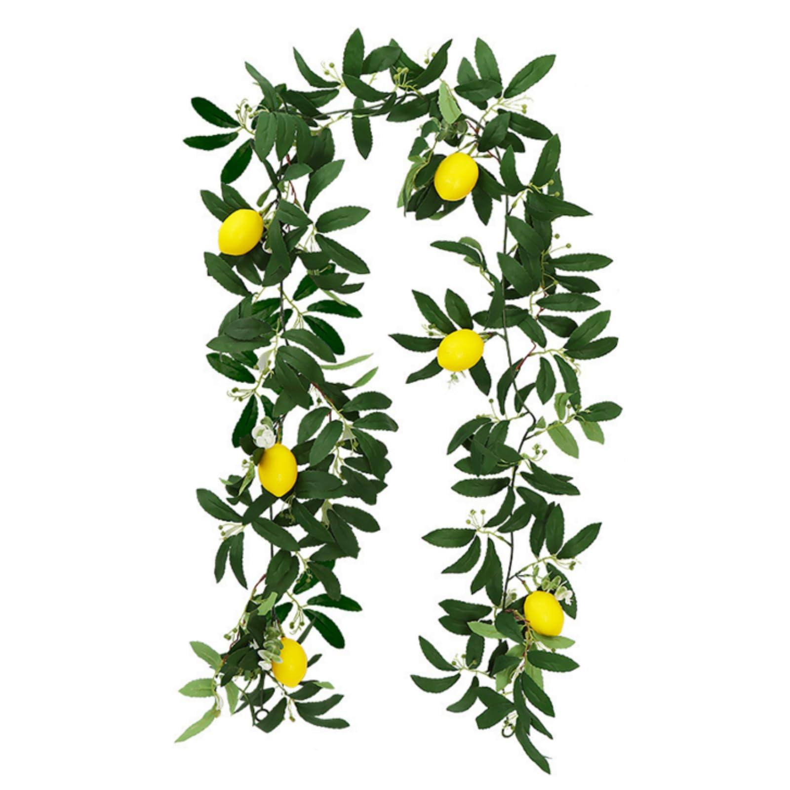 Guirnalda artificial de limones y arándanos, guirnalda de frutas artificiales con limón, decoración verde para fiestas de mesa, flores colgantes, plantas, frutas, bayas, guirnalda (verde, 1 unidad)
