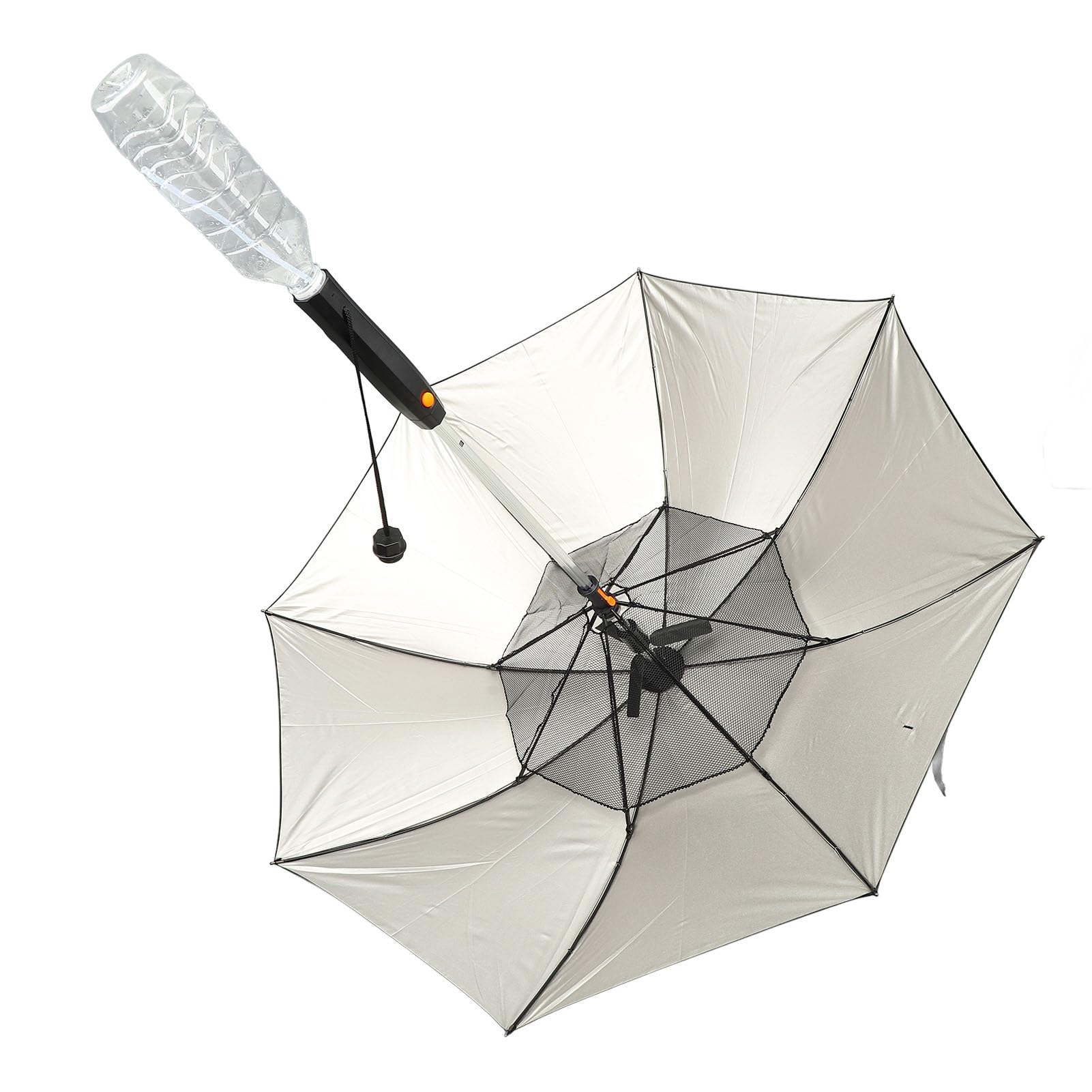 SIXRUN UV Słoneczny Parasol z Wentylatorem, 8 Żeberek, Przenośny 3-w-1 Zewnętrzny Parasol Chłodzący