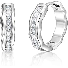 ALEXCRAFT Silver CZ Hoop Earrings Small Chunky Huggie Earrings for Women