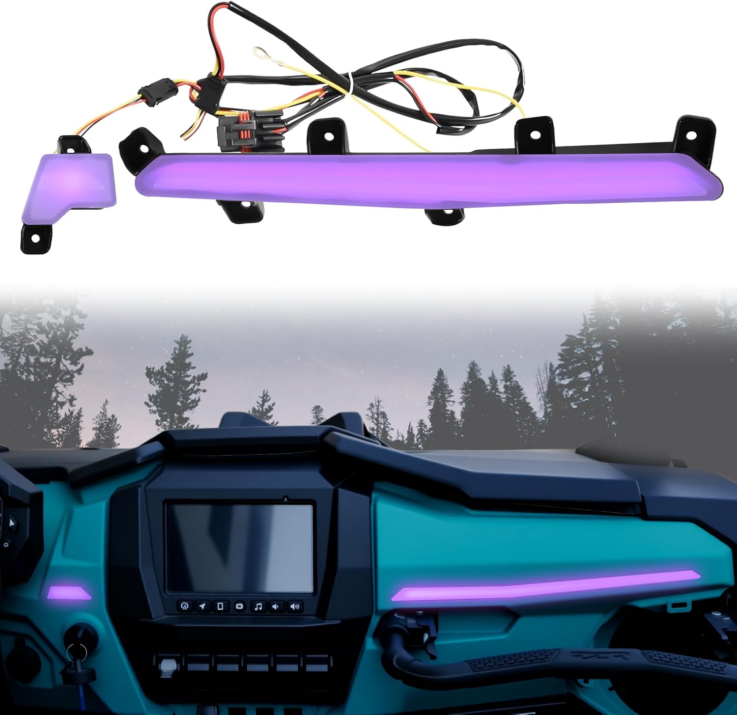 Light Purple Dash Light Assembly for Polaris RZR PRO, LED Dashboard Light Strip for Polaris RZR PRO XP/R/S 2025+ Accessories (Replace OEM #2418039, #2418040)