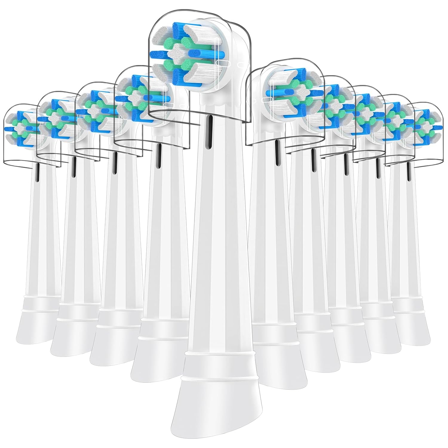 10 Cabeçotes Substitutos iO Compatíveis com Escovas de Dente Elétricas Oral B IO 2/3/4/5/6/7/8/9/10 - Cerdas Médias, Brancos