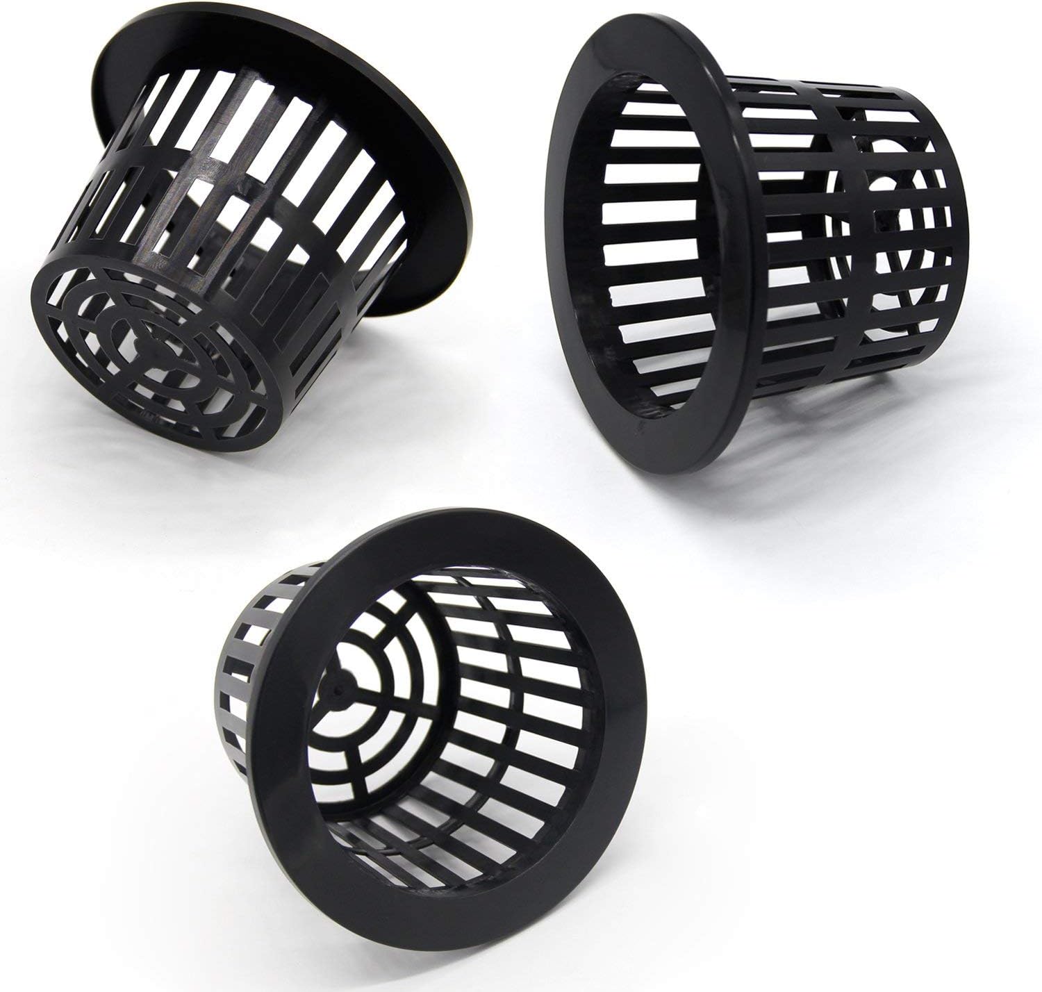 Coolrunner 25 Pack 4 inch Garden Net Cups Pots, Plastic Plant Nursery Pots, Slotted Mesh Wide Lip Round Heavy Duty Net Pot Bucket Basket for Hydroponics(Black)