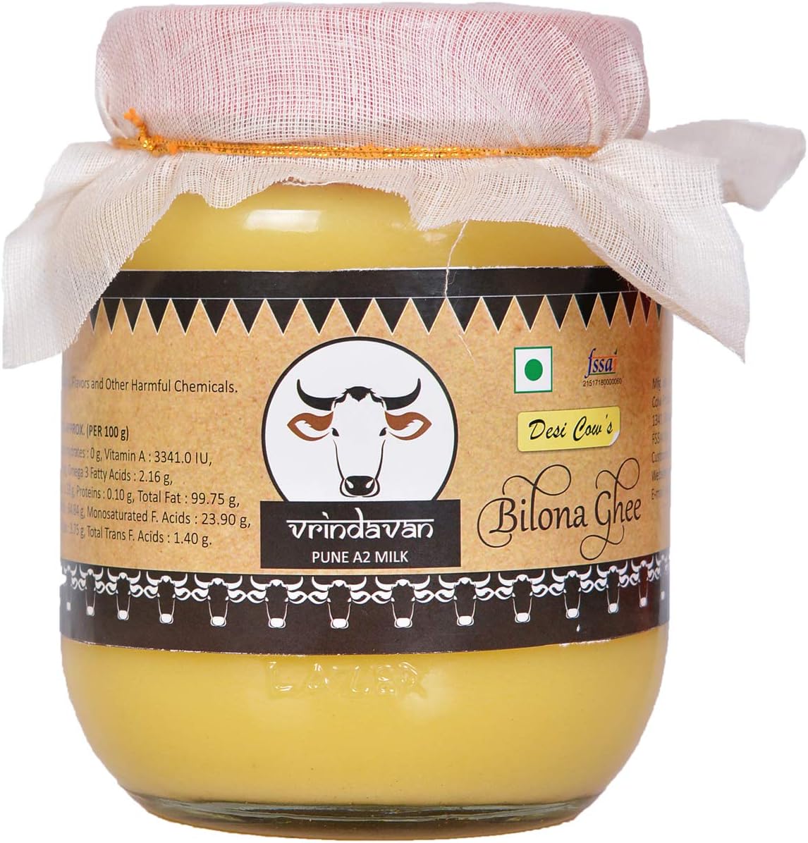 Vrindavan Desi Cow's A2 Bilona Ghee- 1000 ML