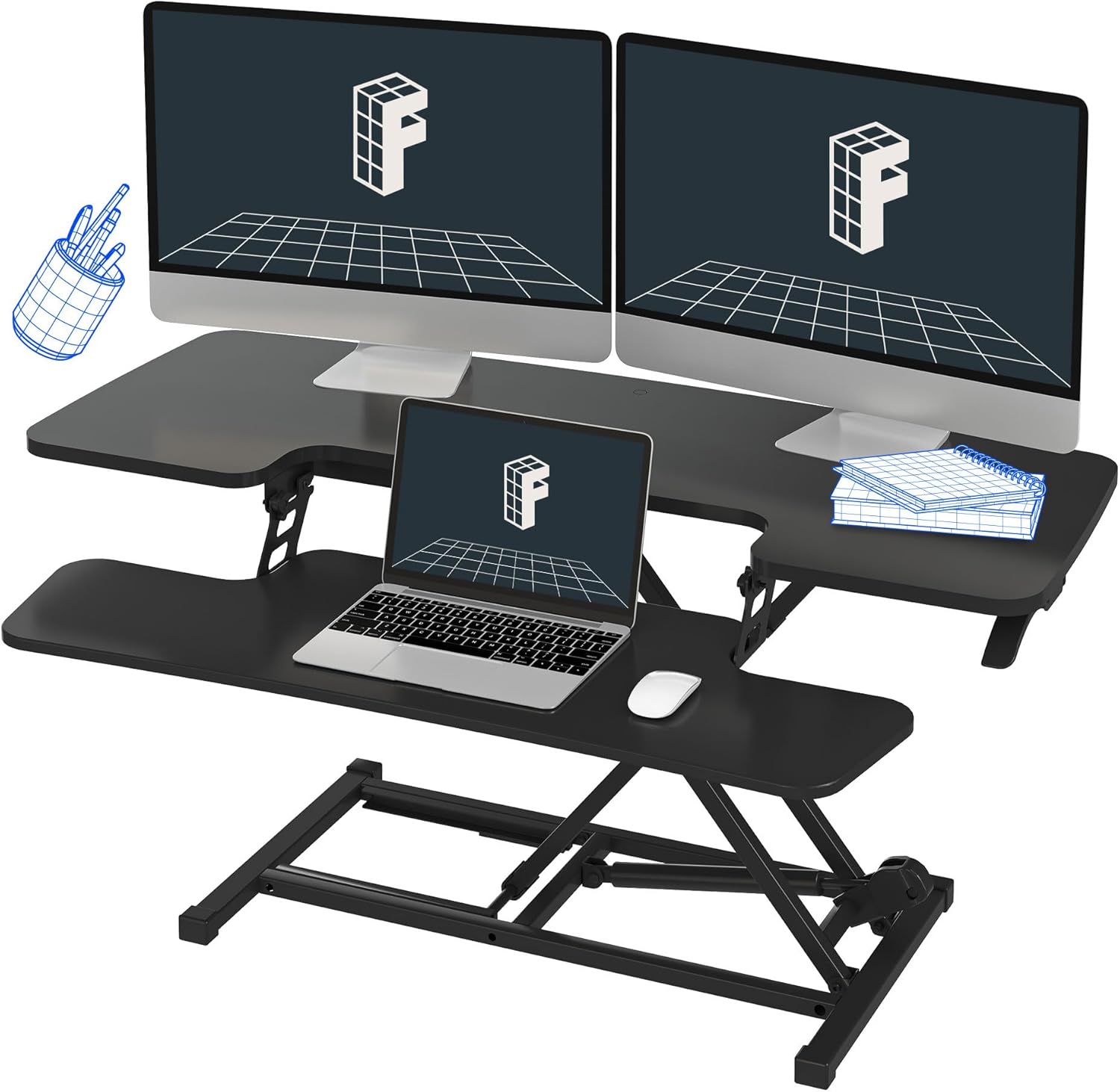 FLEXISPOT Elevador de escritorio para sentarse a pie, convertidor de escritorio de pie de 42 pulgadas, estación de trabajo de computadora ajustable