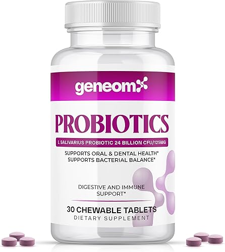 Probiotics L. Salivarius 24 mil millones de UFC Apoya la salud oral, digestiva e inmune Tabletas masticables para una mejor salud intestinal,