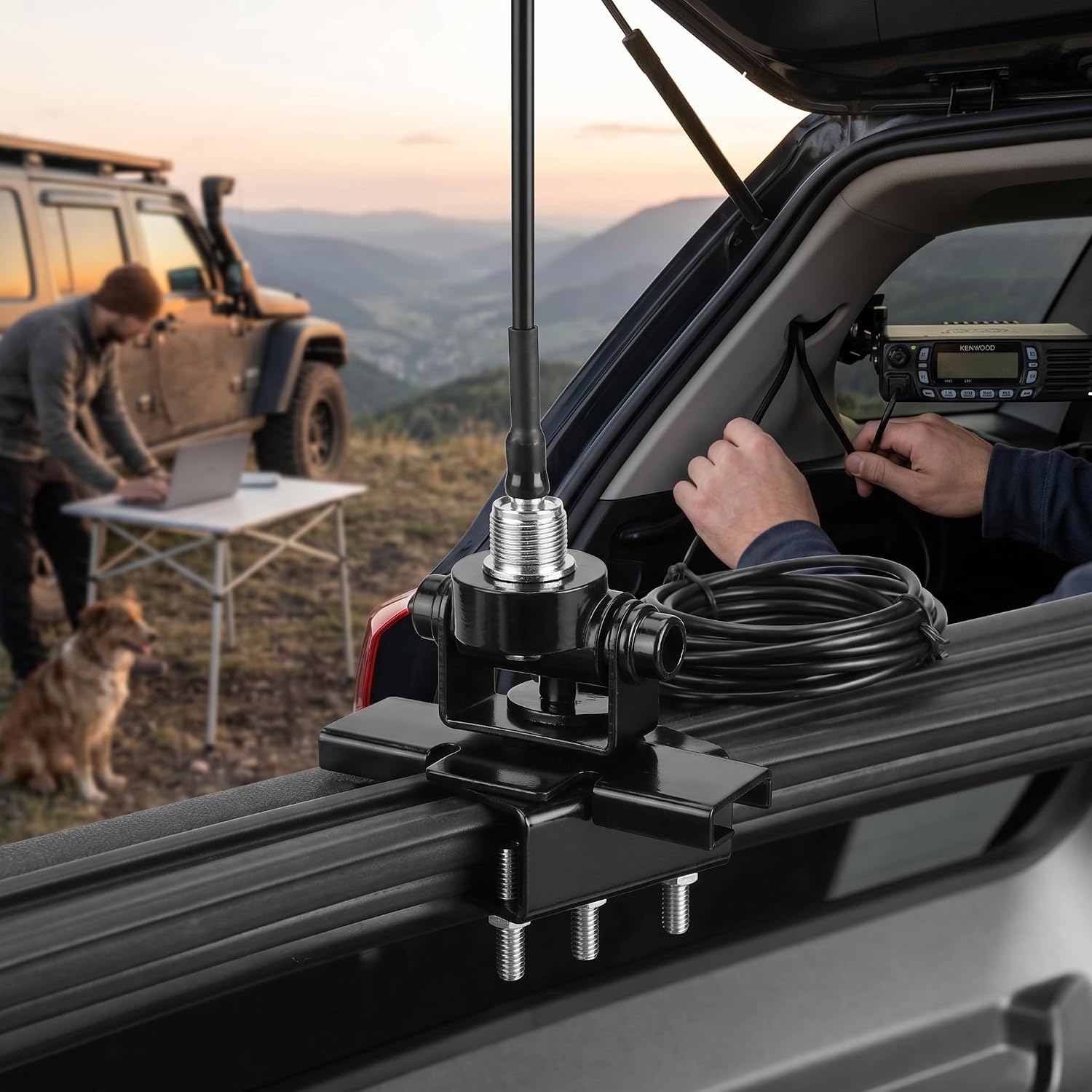 Car Antenna Mount Bracket, 360 Degree Adjusting Angle Radio Antenna Mount Bas for Mobile Radio Car Clip Mount Trunk Lid, Hatchback, Door Mount Antenna Trunk Lip Mount