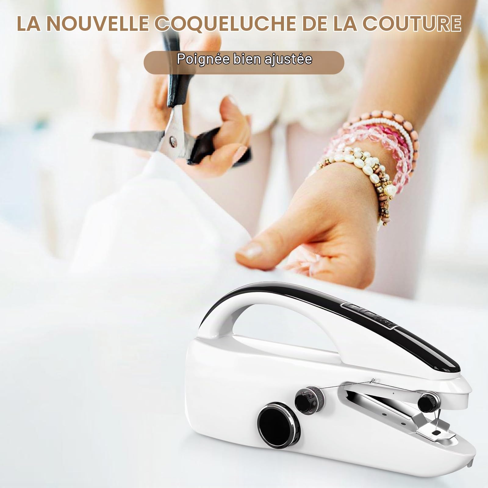 Portable Sewing Machine,Facile à Utiliser Mini Machinee a coudre électriques Portables pour débutants à deux vitesses, avec kit d'accessoires complets, Adaptée Voyages en Famille et Bricolage (FRJ-01)
