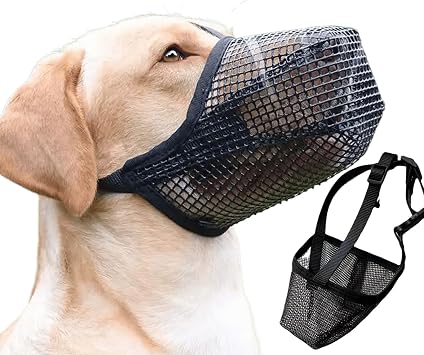 Dog Muzzle, Muzzles with Adjustable Velcro Straps, Breathable Dog Mask Training for Biting Chewing,Soft Nylon Mesh Muzzle for Small Medium Large Sized DogsBlack,L