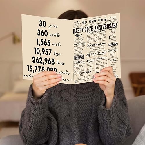 Miniatura 6 de YiKaLus Gran tarjeta de aniversario de matrimonio número 30 para marido y esposa, regalos únicos de boda de Aday para padres, decoraciones de