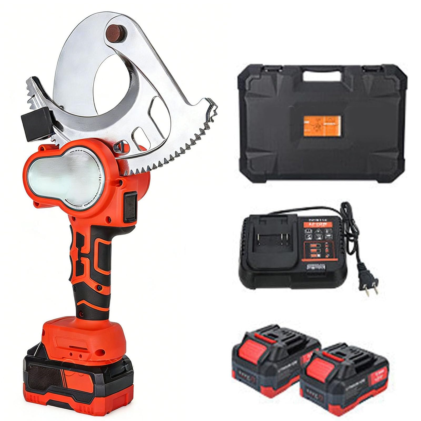 Tagliacavi elettrico a cricchetto con 2 batterie e valigia, forbici leggere per rame/alluminio/fai da te e uso professionale