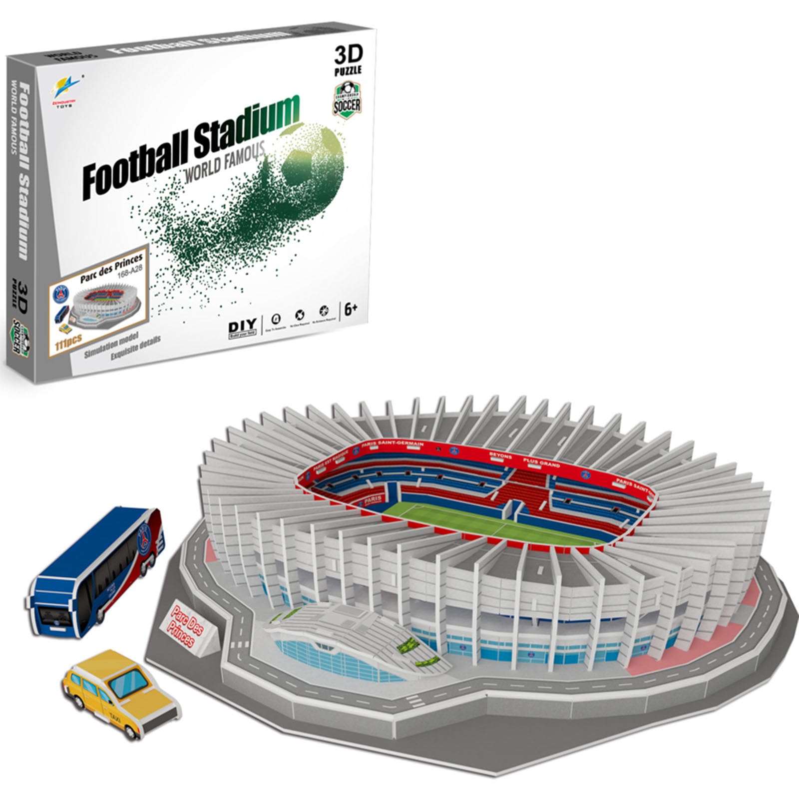 Puzzle 3D dla dzieci od 6 lat i dorosłych, mini piłka nożna, model 3D "zrób to sam" (111 szt.)