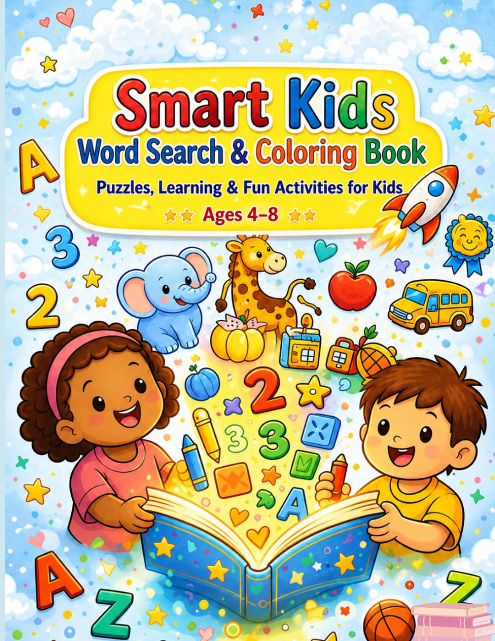 Smart Kids Word Search & Coloring Book: Puzzles, Learning & Fun Activities for Kids Ages 4-8