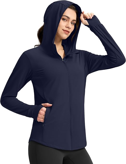 G Gradual Women's UPF 50+ Sun Protection Hoodie Jacket with Ponytail Hole and 4 Pockets Lightweight Long Sleeve for Hiking