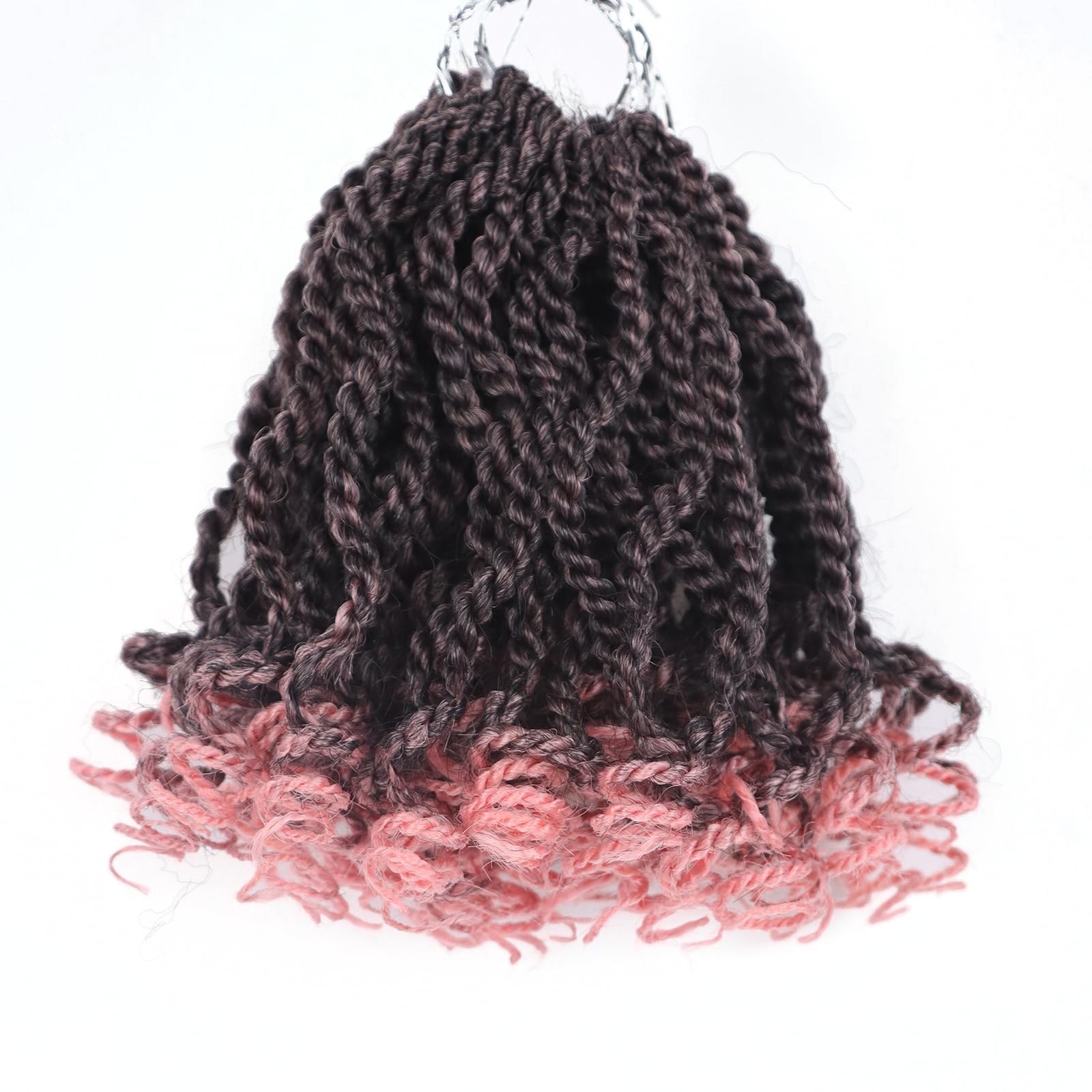 6 Inch Pink Senegalese Twist Crochet Hair Pre Looped for Black Women 8 Packs Kinky Twist Crochet Braids with Curly Ends 2 Strand Rope Twists (6 Inch,